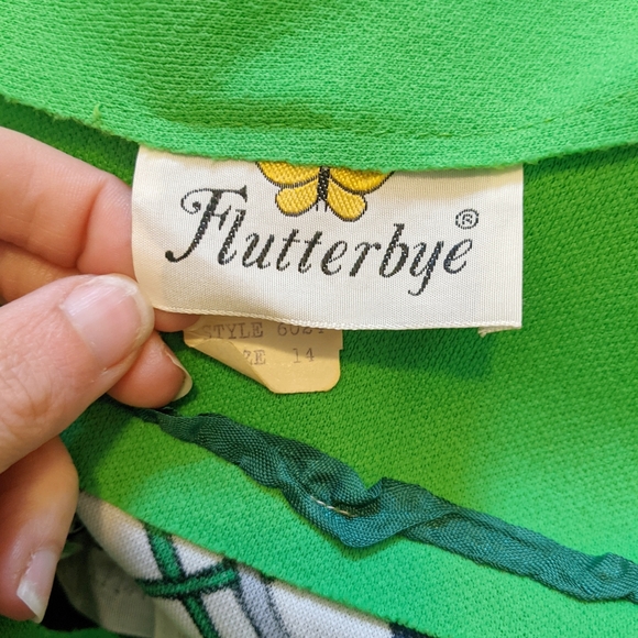 Vintage Flutterbye green and white halter dress - Picture 7 of 8